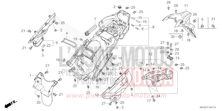 KOTFLUEGEL, HINTEN (CRF1100A2/A4/AL2/D2/D4/DL2/DL4) von Africa Twin Mechanik DARKNESS BLACK METALLIC (NH463) von 2021